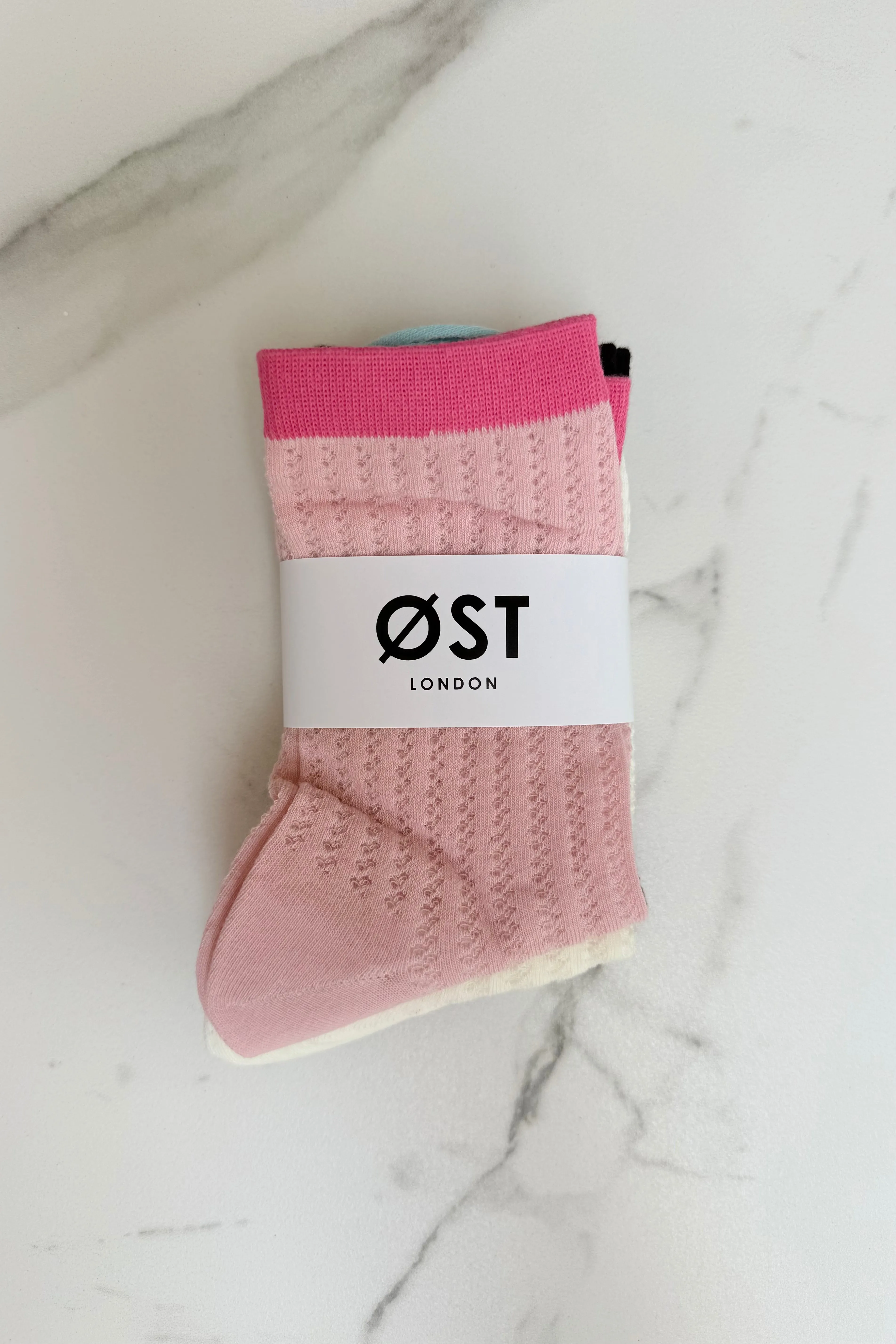 Karoline Cotton Socks -3 pack Pink/Black/White sold by Ost London product image thumbnail 2