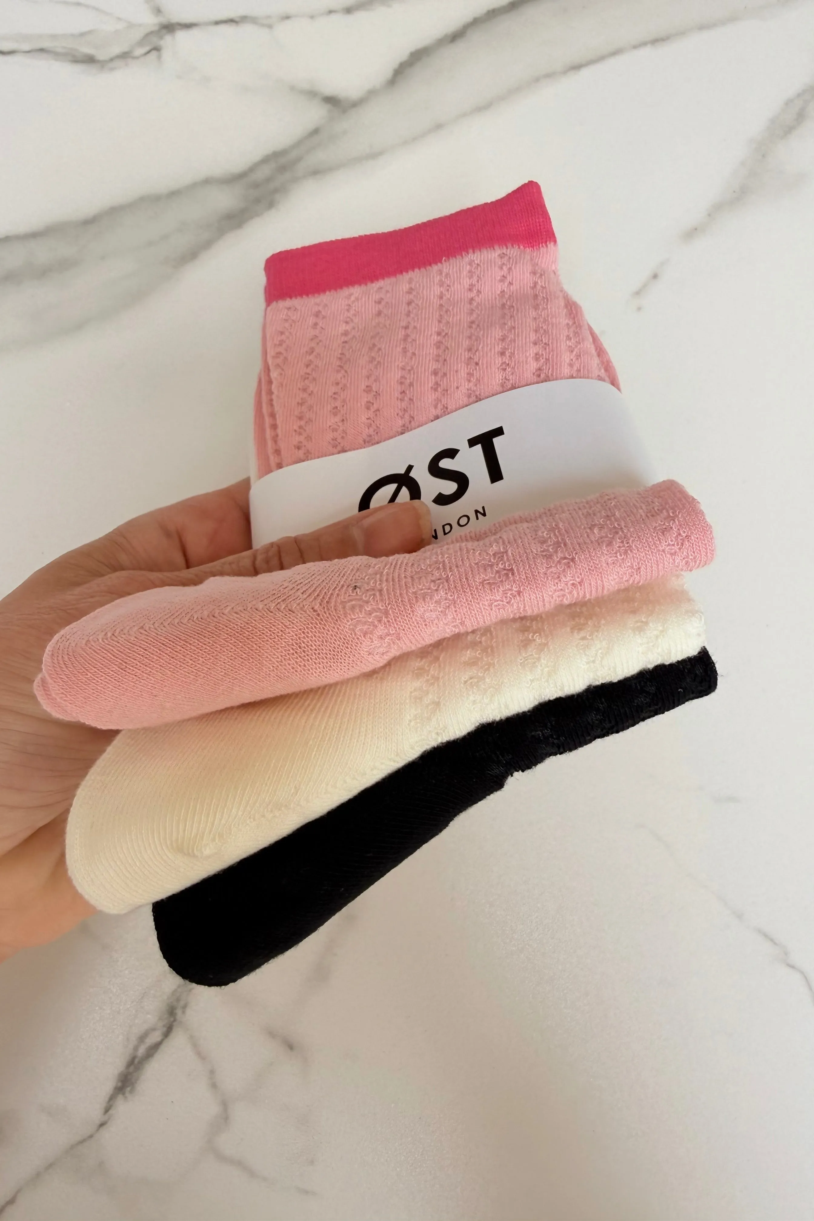 Karoline Cotton Socks -3 pack Pink/Black/White sold by Ost London product image thumbnail 3
