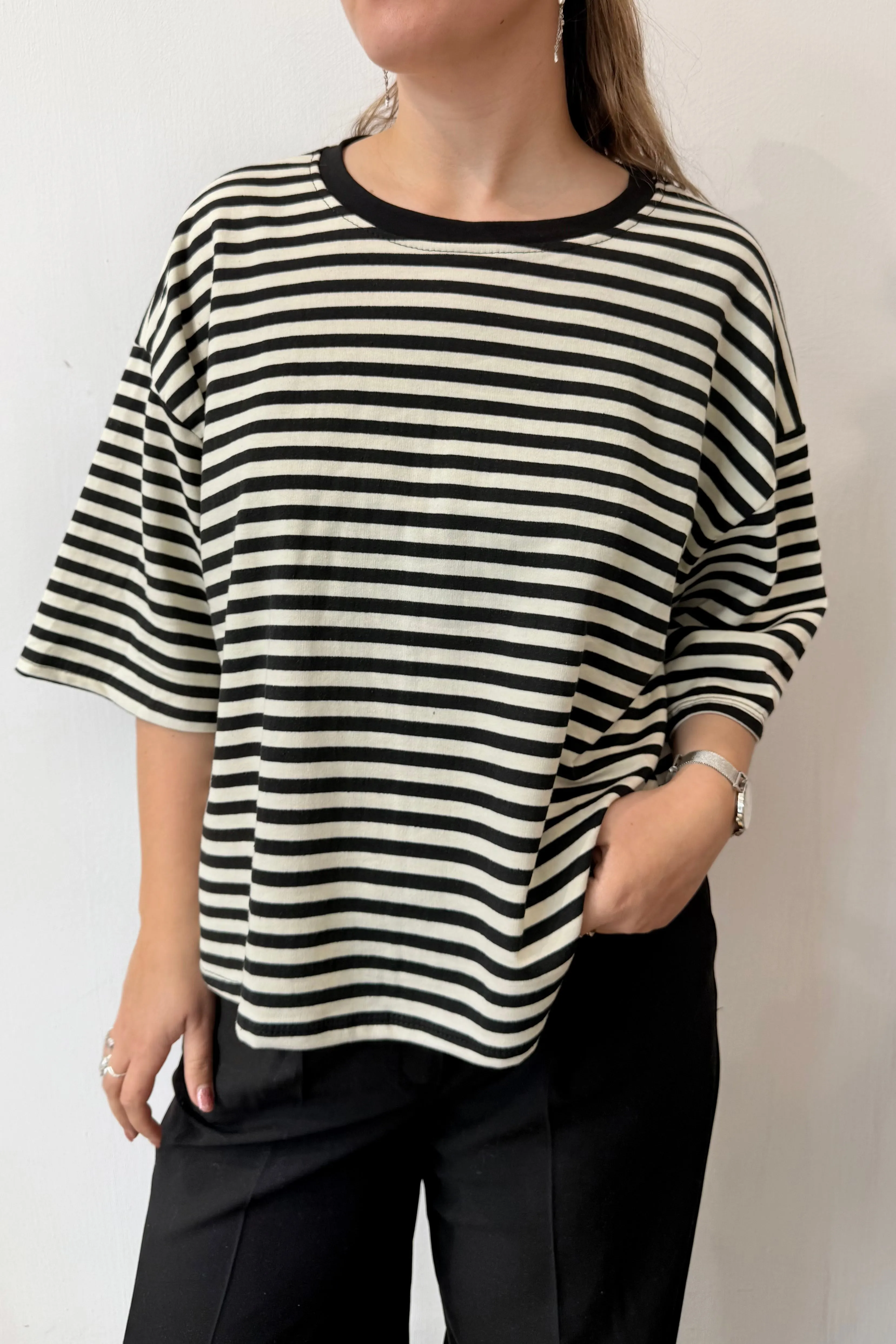 Else Striped T-Shirt -Black/White sold by Ost London