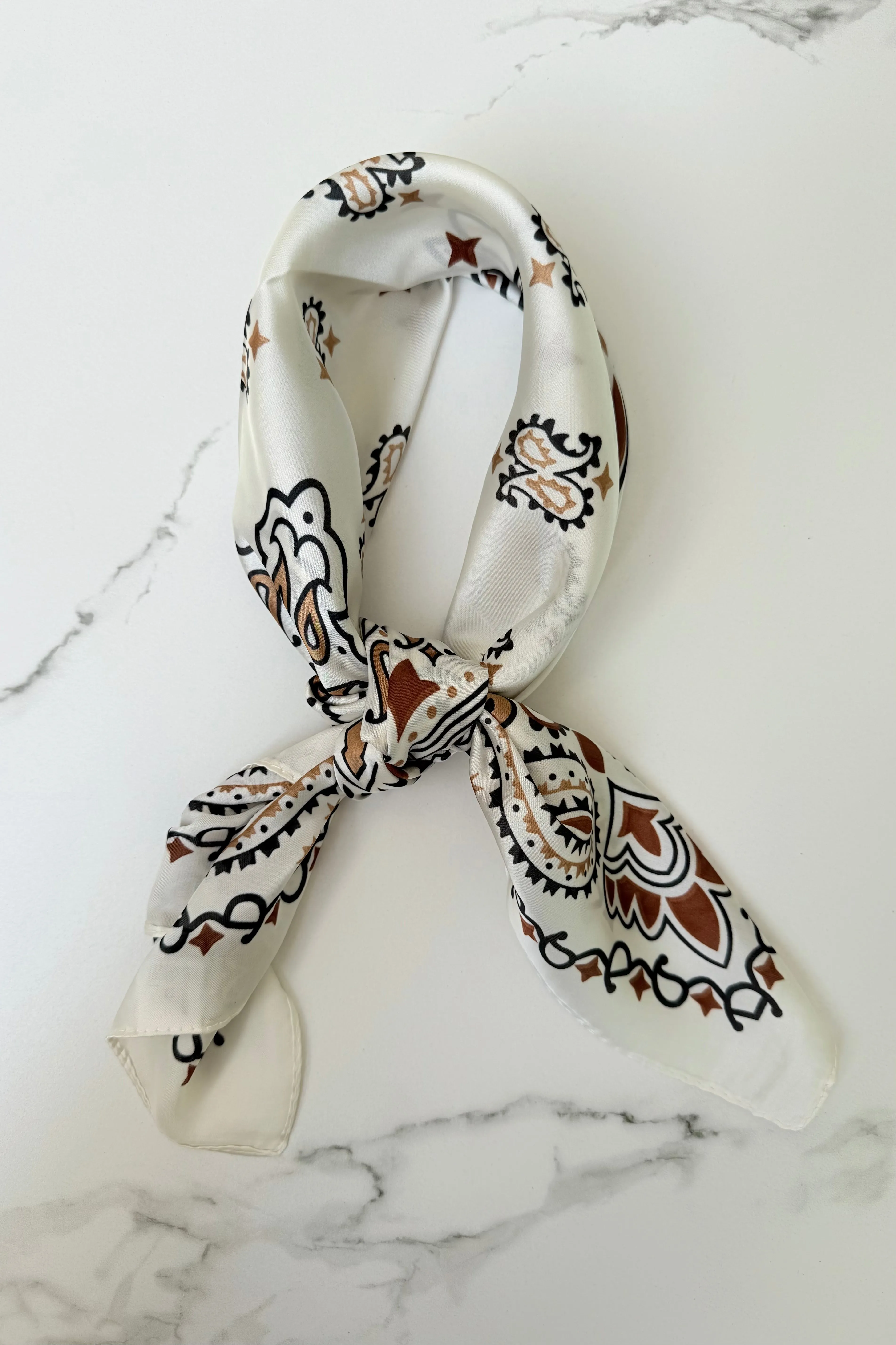 Vilja Scarf -Bandana Cream/Brown sold by Ost London