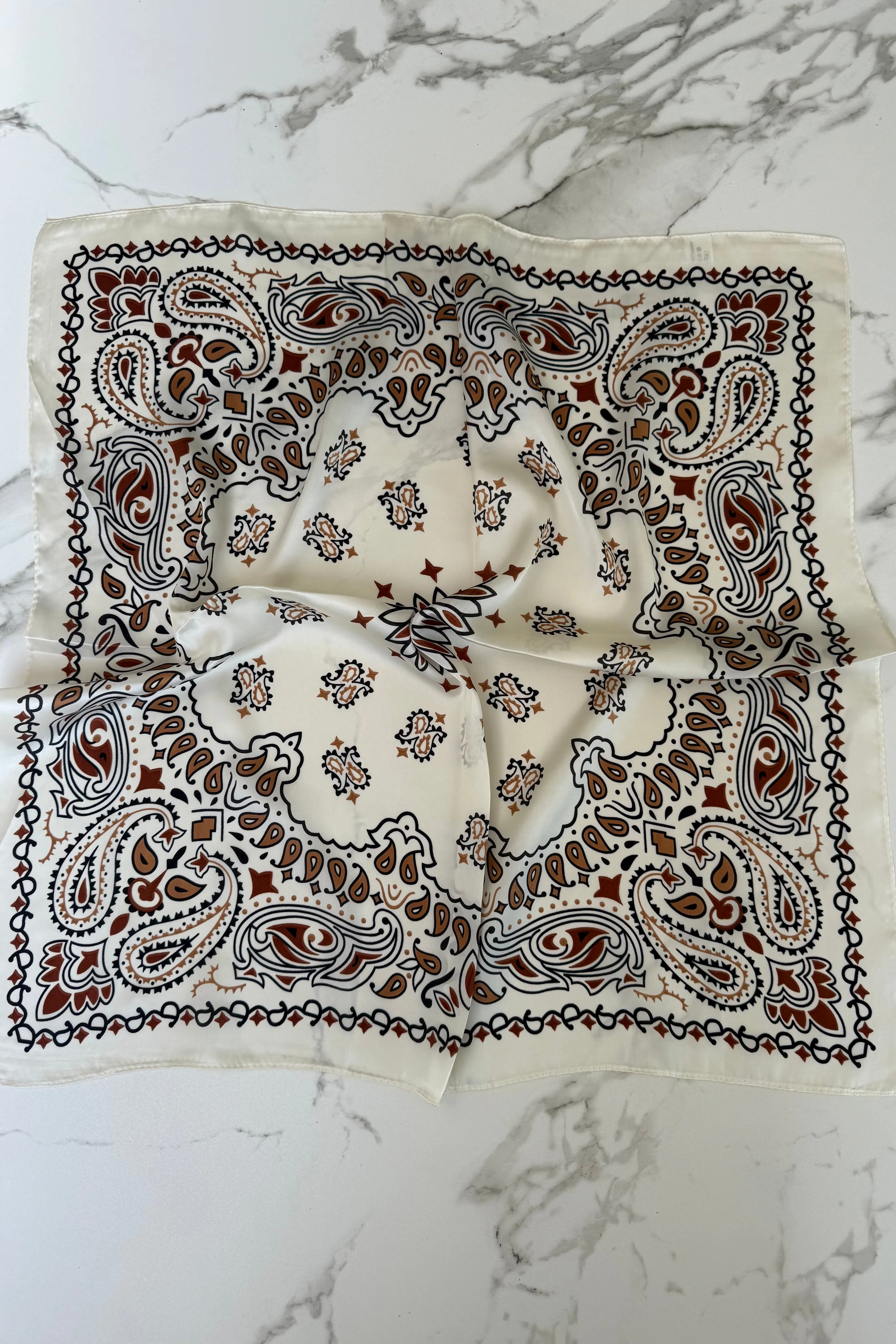 Vilja Scarf -Bandana Cream/Brown sold by Ost London product image thumbnail 5