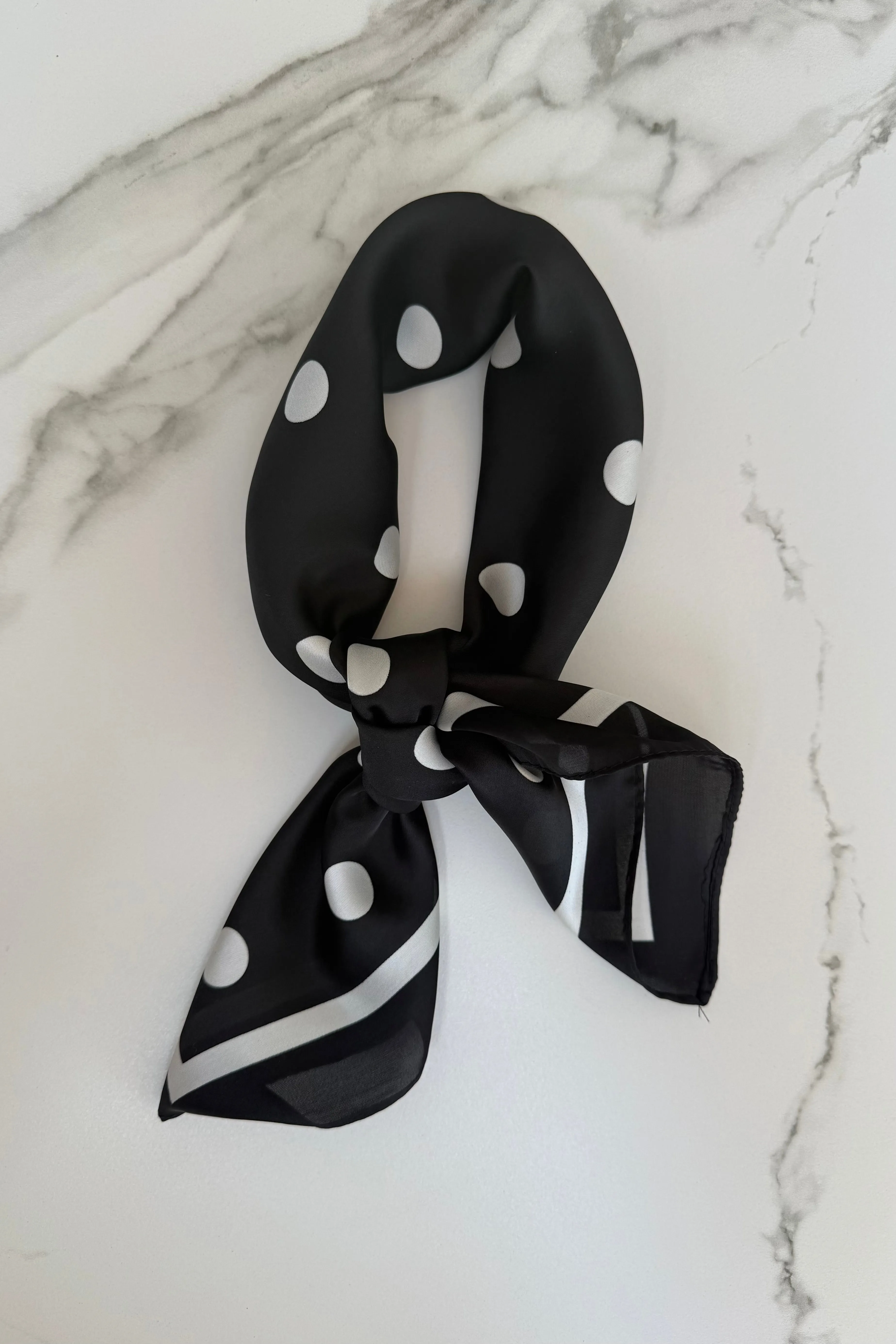 Vilja Scarf -Black Polka Dots sold by Ost London