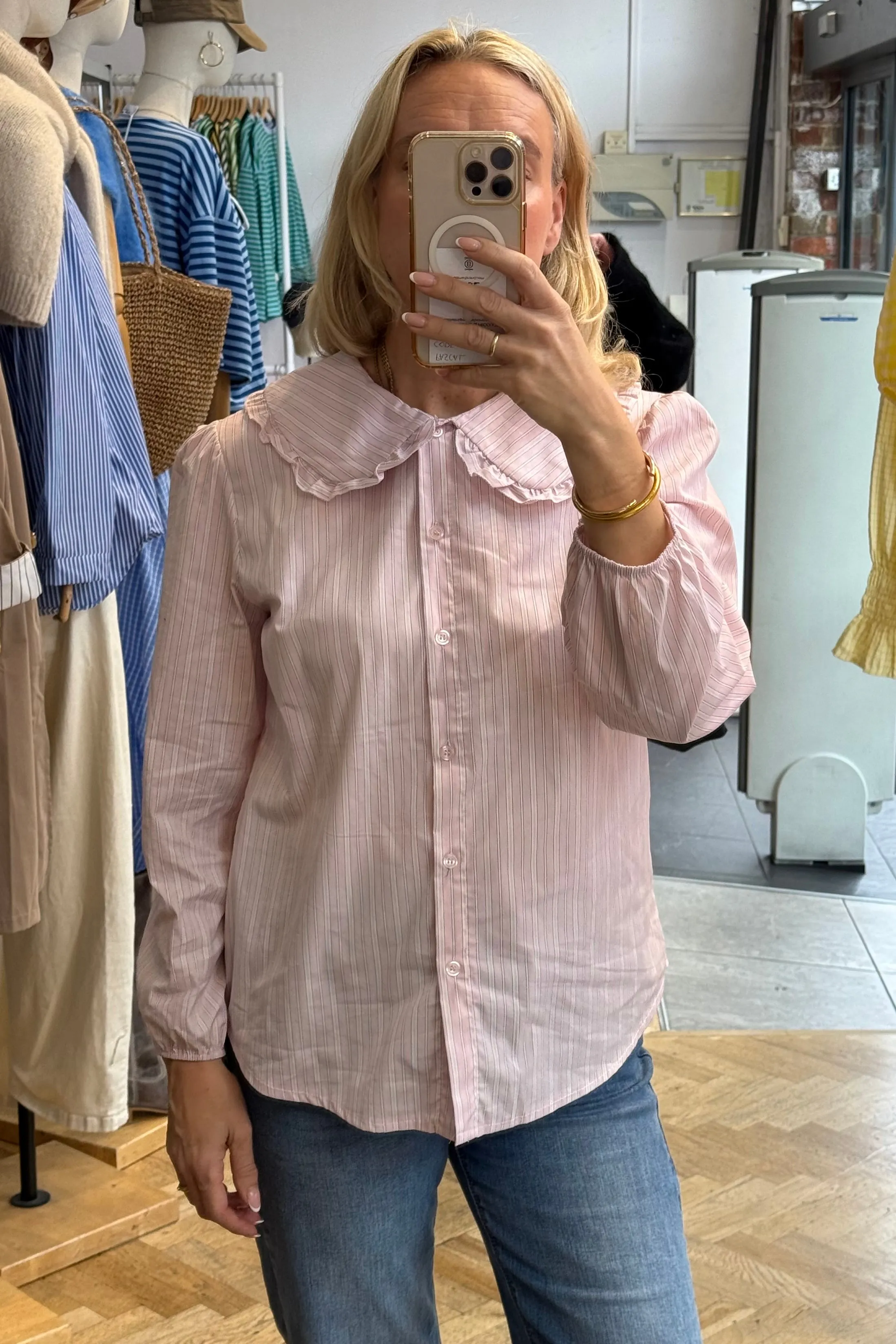 Alice Frill Collar Blouse -Pink stripes sold by Ost London product image thumbnail 2