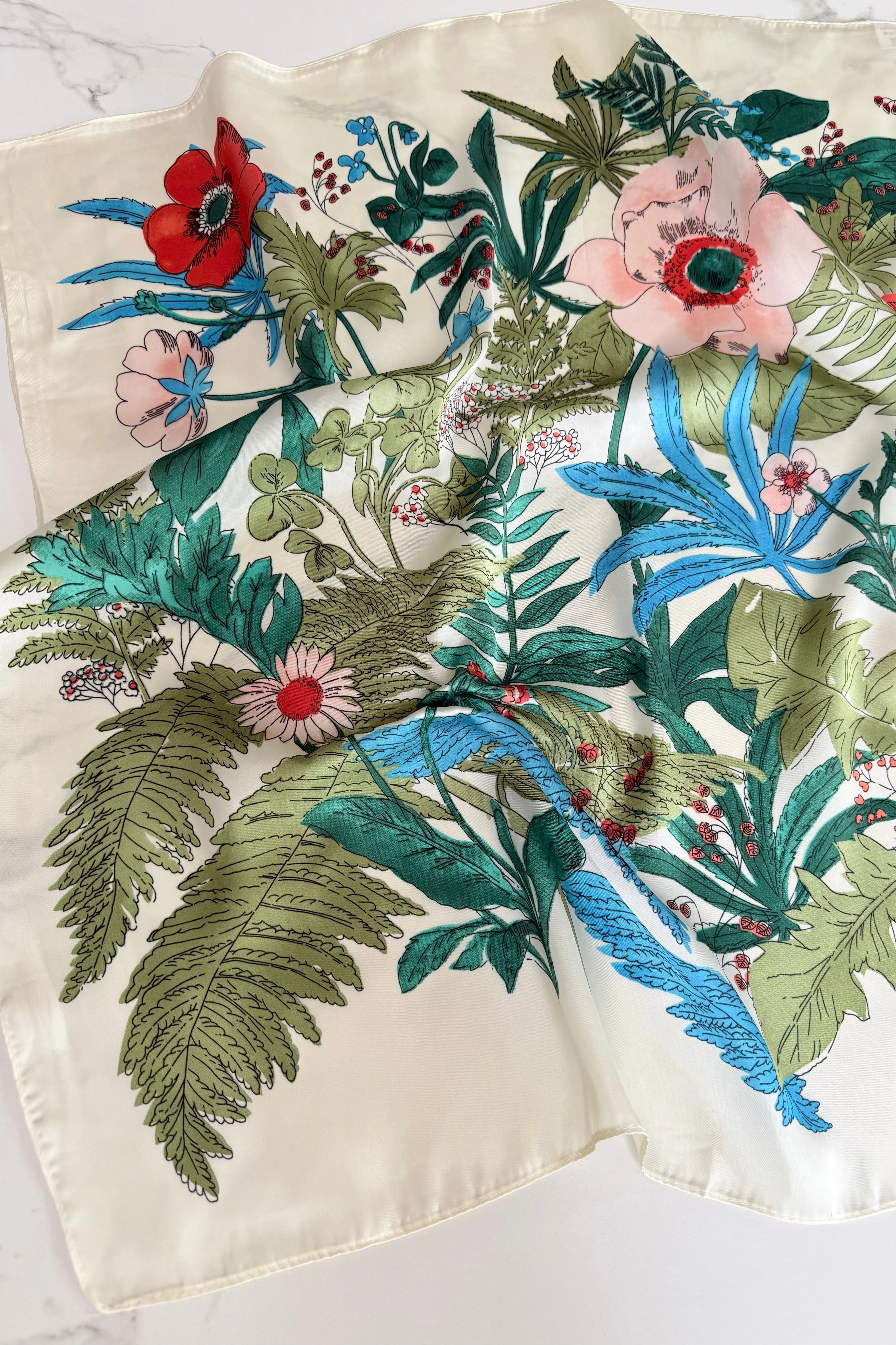 Vilja Silk Scarf -Flower Cream sold by Ost London product image thumbnail 3