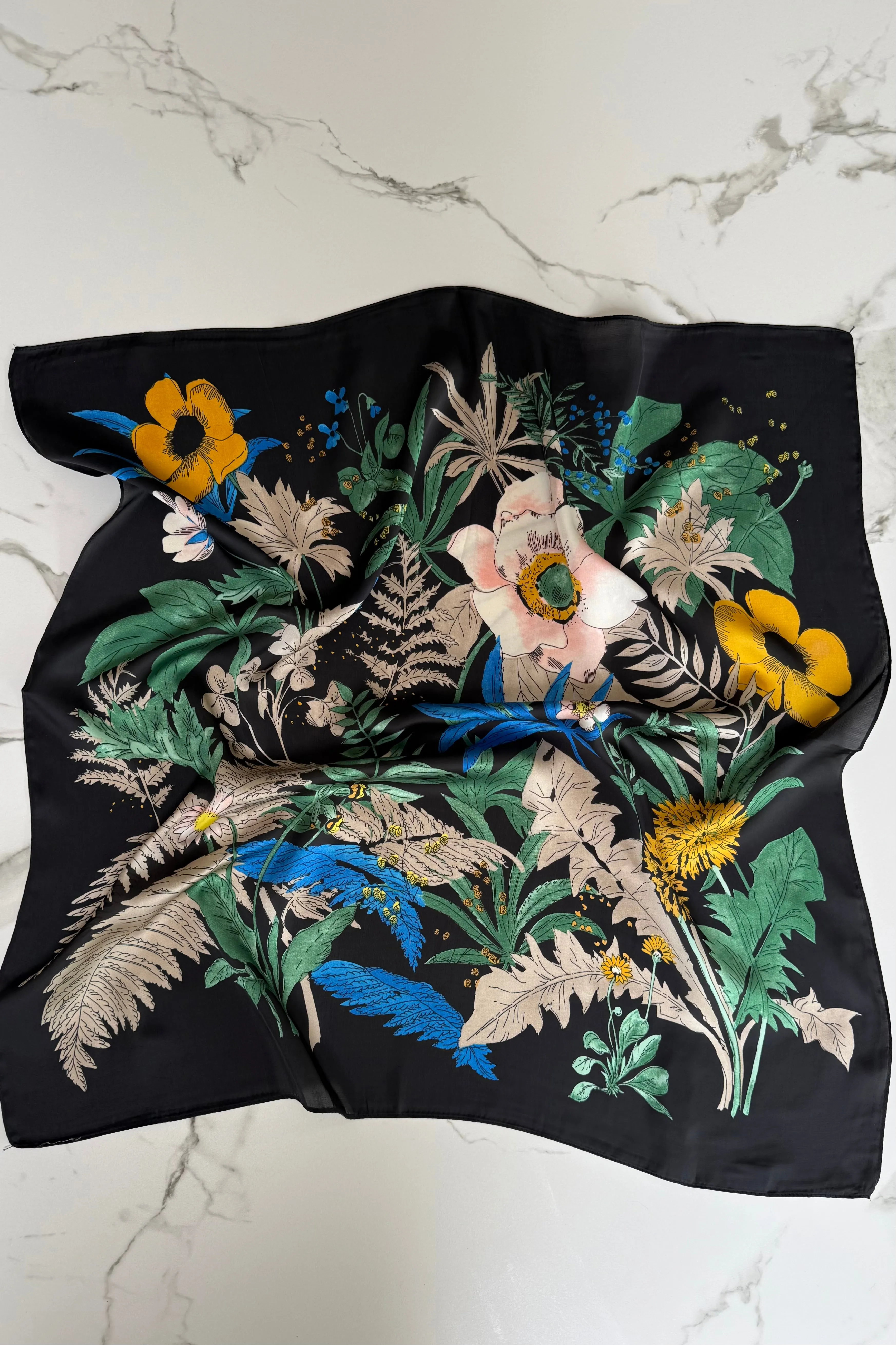 Vilja Silk Scarf -Flower Black sold by Ost London product image thumbnail 2