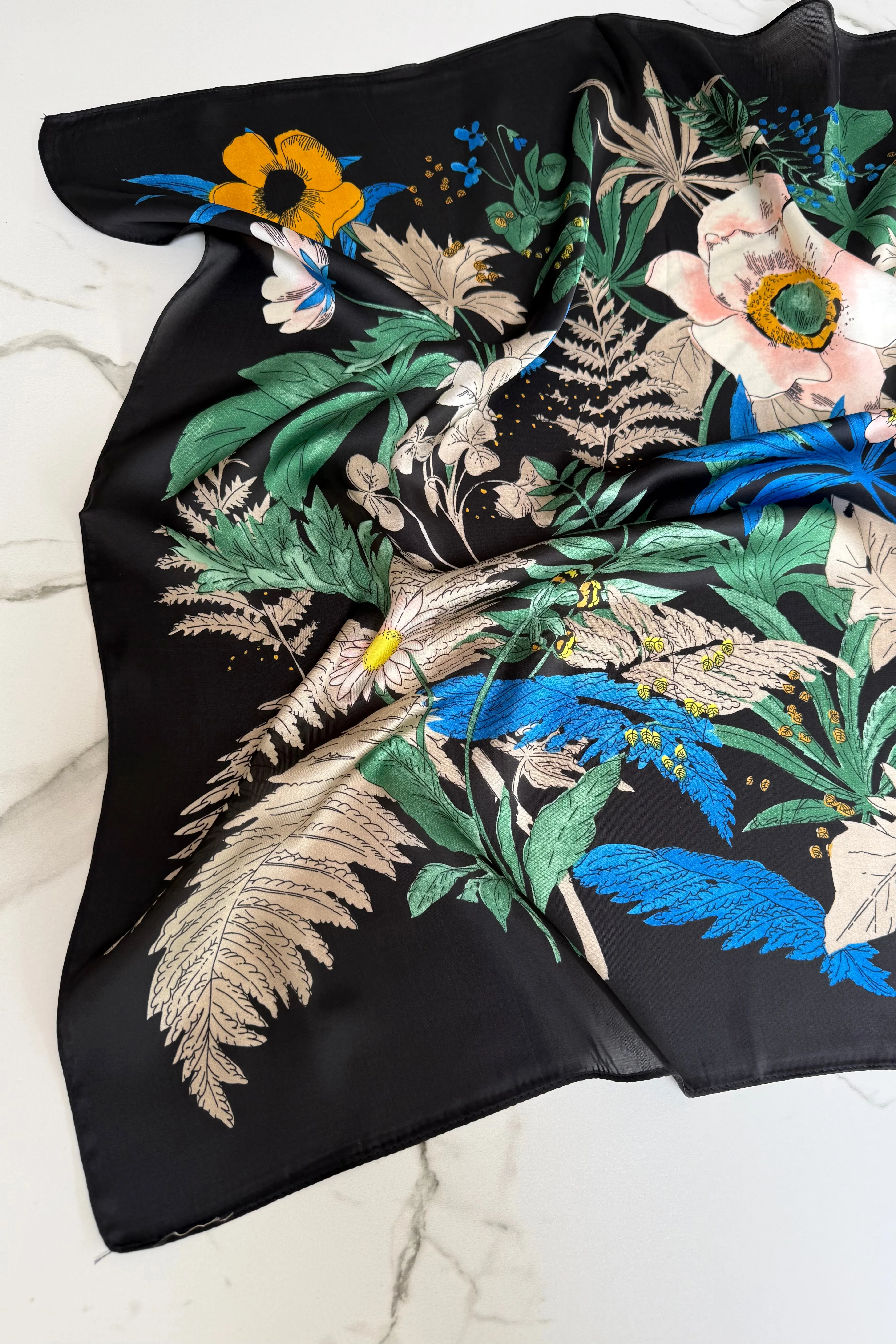 Vilja Silk Scarf -Flower Black sold by Ost London product image thumbnail 3