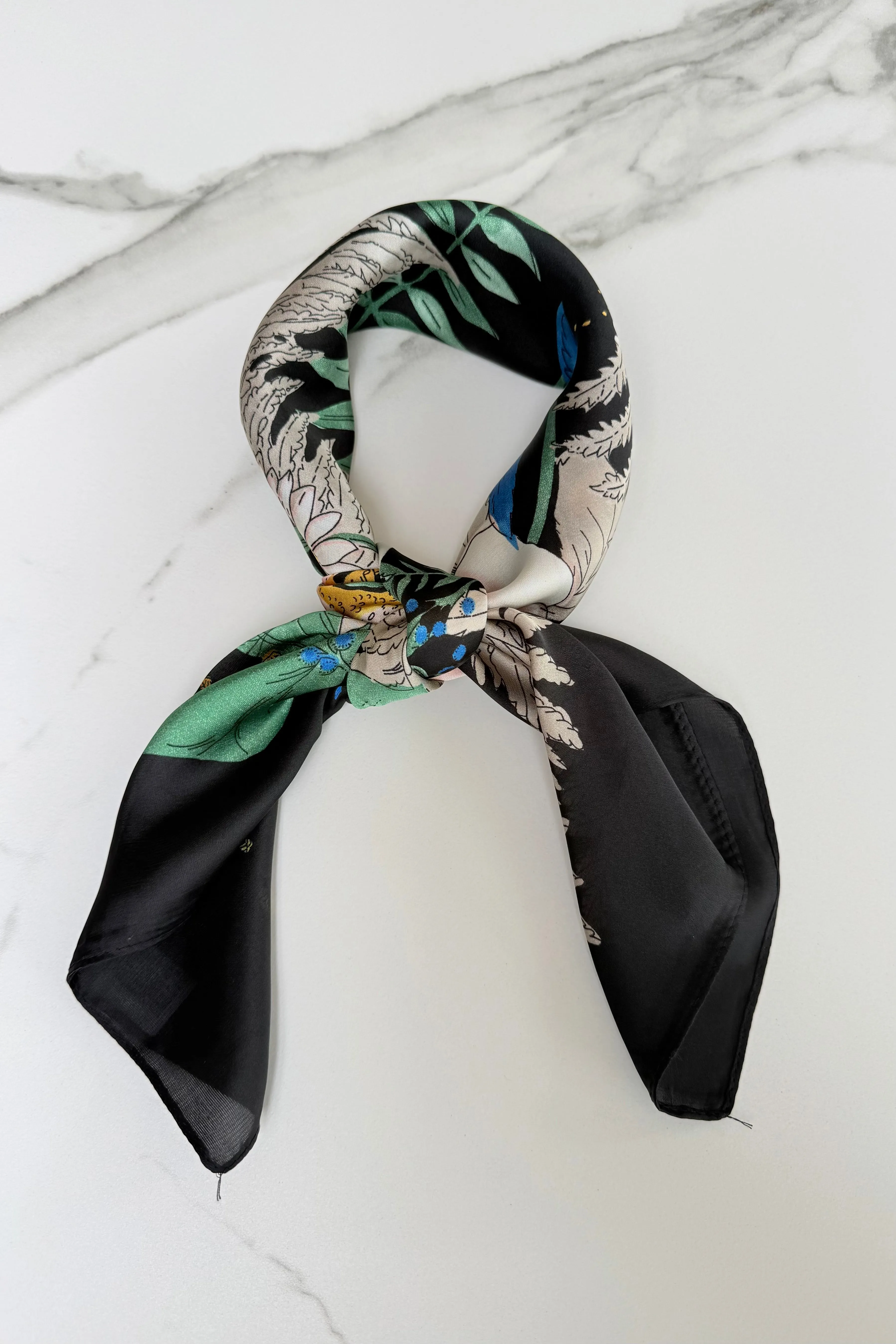 Vilja Silk Scarf -Flower Black sold by Ost London