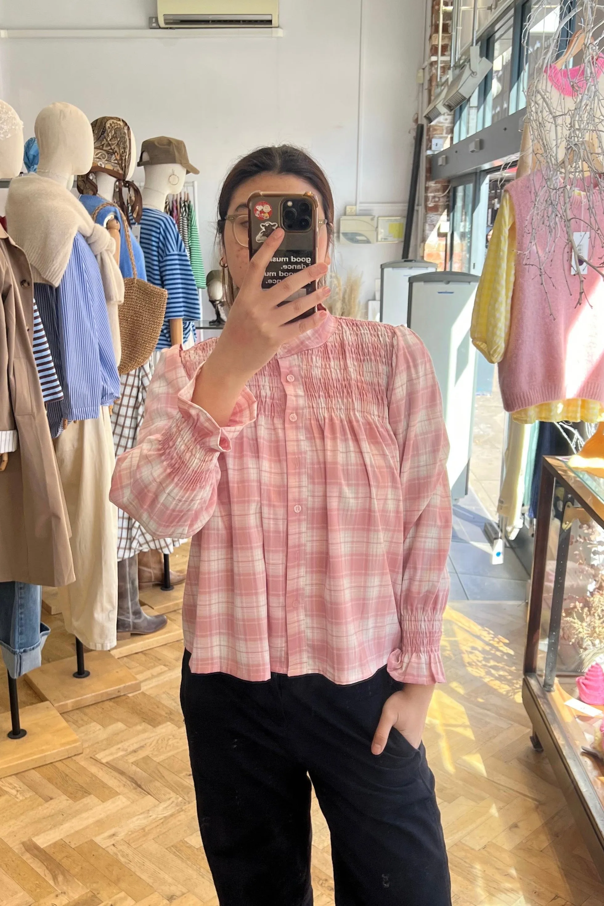 Klara Tartan Shirt -Rosa sold by Ost London