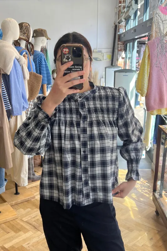 Klara Tartan Shirt -Navy made by Ost London