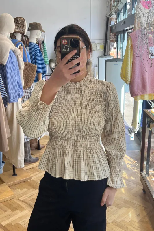 Leonora Smocked Blouse -Cream made by Ost London