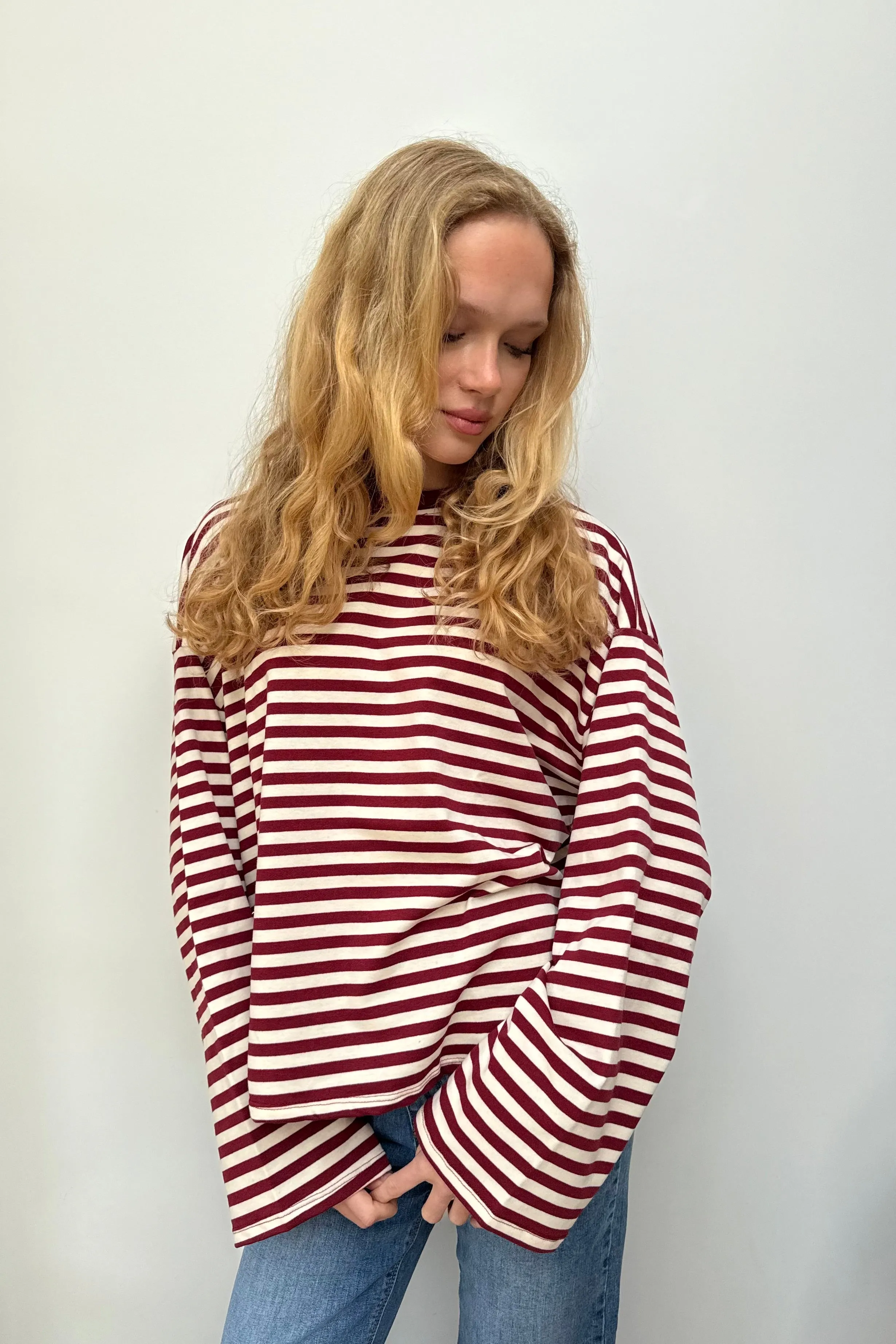 Anna Crewneck -Bordeaux sold by Ost London