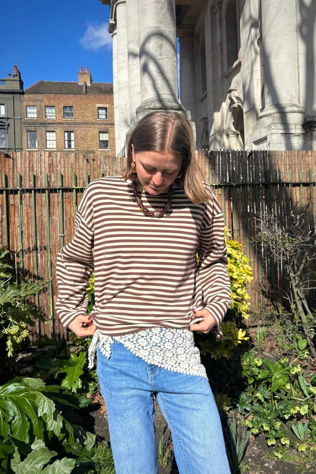 Anna Crewneck -Chocolate/Cream sold by Ost London