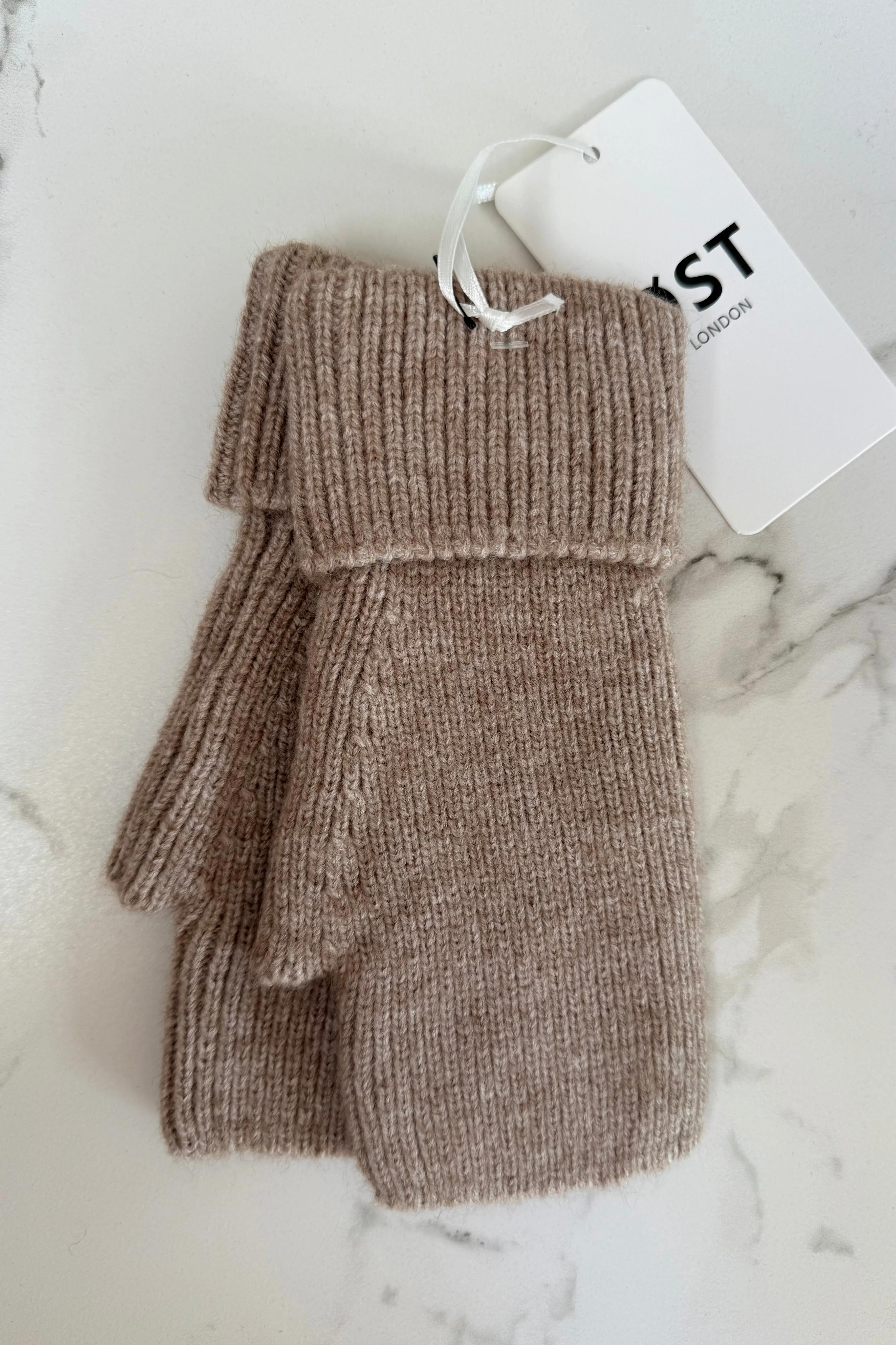 Ellen Wool Mittens -Taupe sold by Ost London
