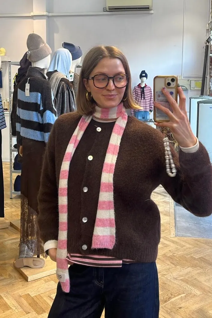 Gunhild Skinny Scarf -Pink/White sold by Ost London product image thumbnail 2