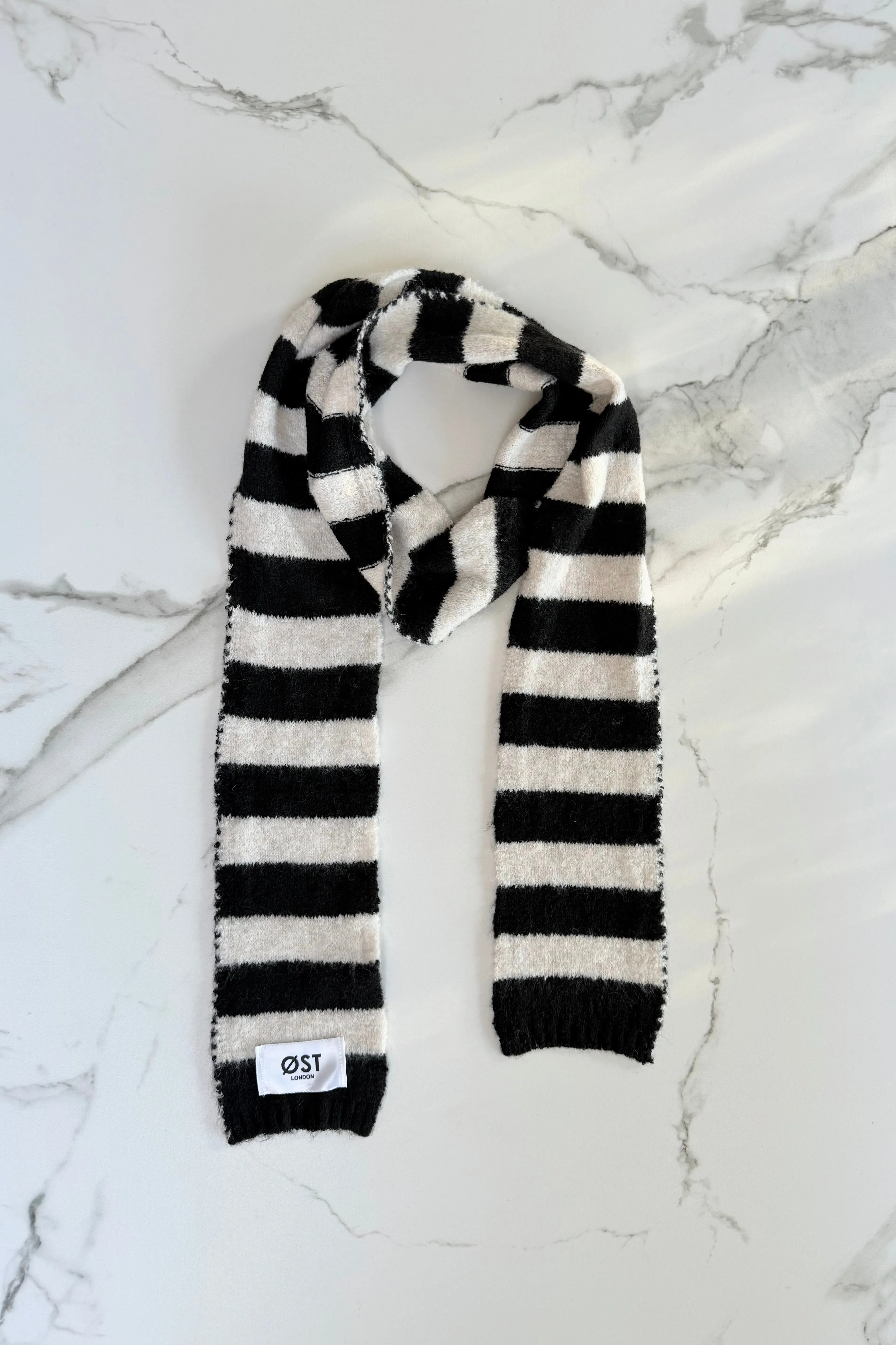 Gunhild Skinny Scarf -Black/White sold by Ost London