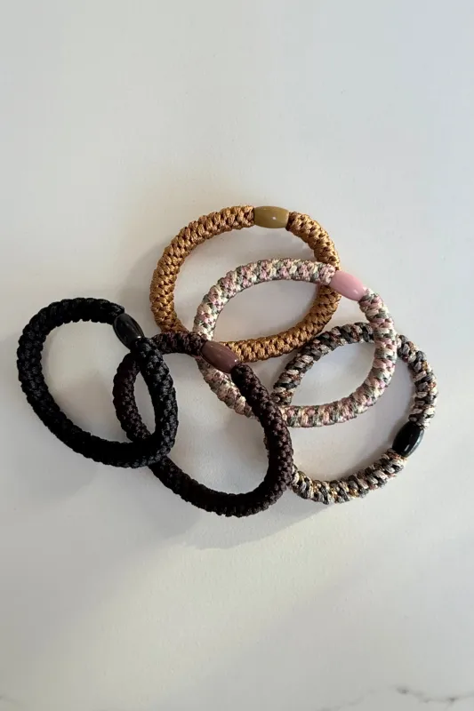 Puk Woven Hair Ties 10pack -Brown made by Ost London