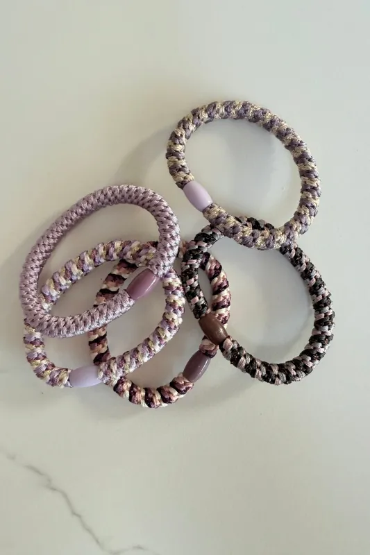Puk Woven Hair Ties 10 Pack -Lilac made by Ost London