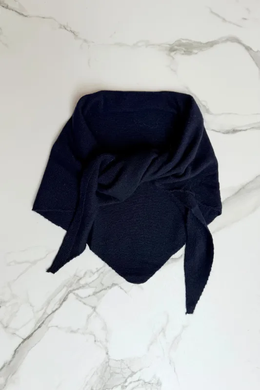 Dina Cashmere Triangle Scarf -Navy made by Ost London