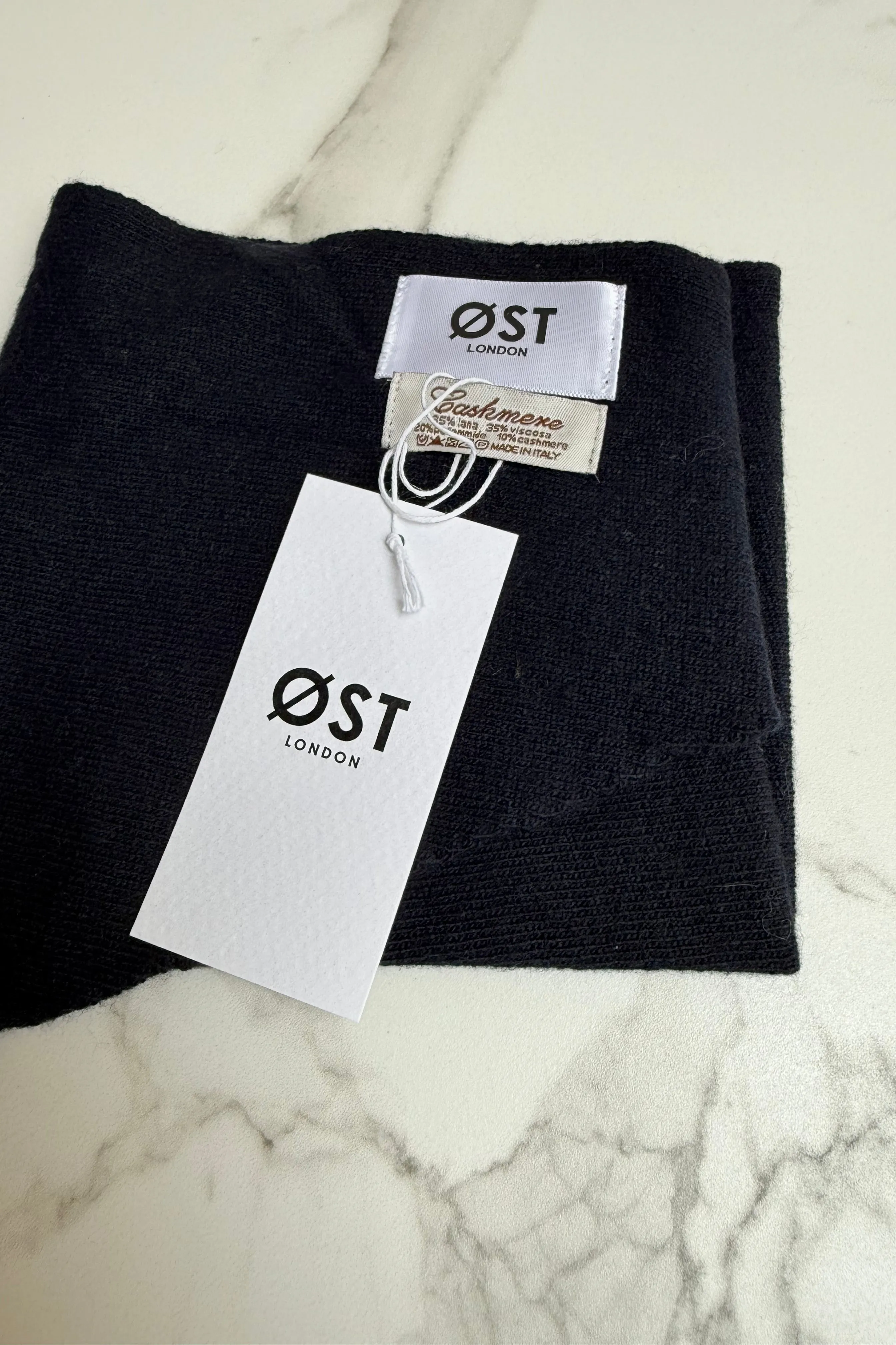 Dina Cashmere Triangle Scarf -Navy sold by Ost London product image thumbnail 3