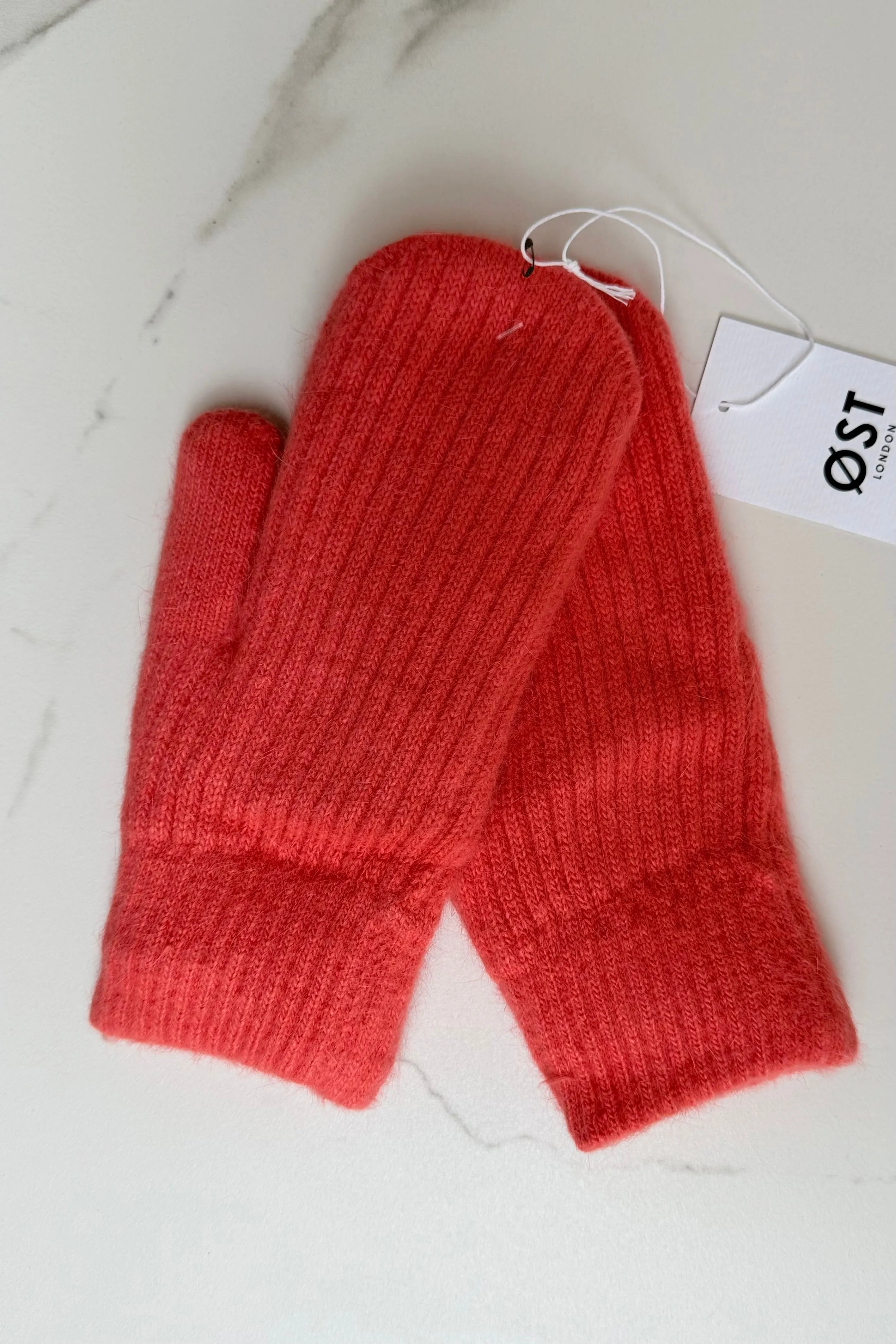 Fluffy Angora Mittens -Coral sold by Ost London product image thumbnail 2