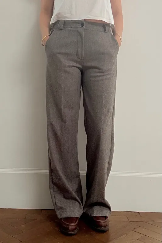 Selma Herringbone Trousers -Brown made by Ost London