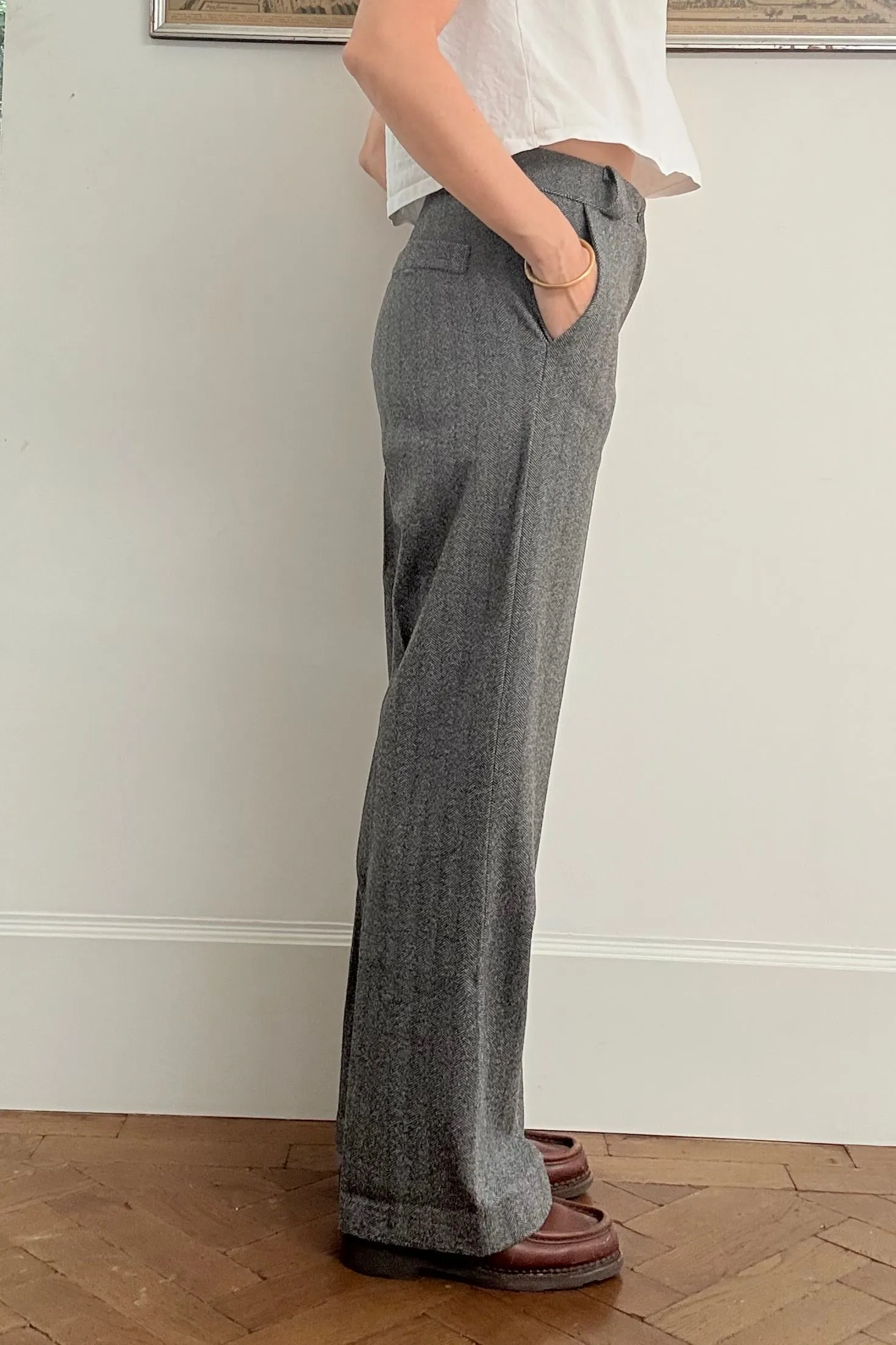 Selma Herringbone Trousers -Grey sold by Ost London product image thumbnail 2