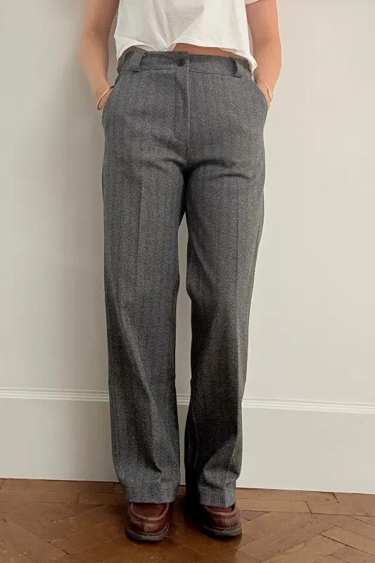 Selma Herringbone Trousers -Grey made by Ost London