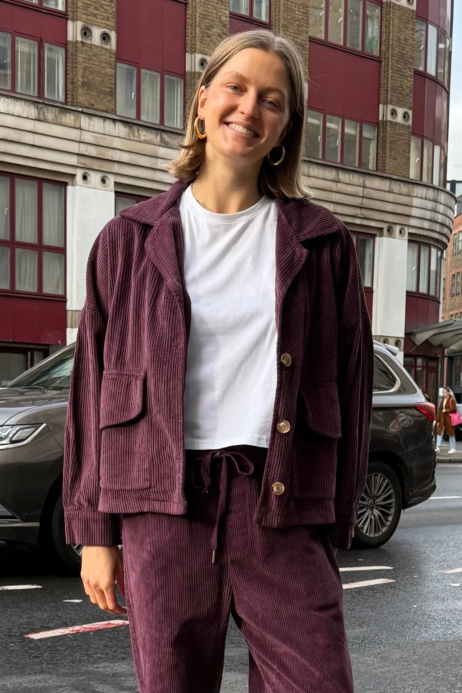 Janne Corduroy Jacket -Bordeaux sold by Ost London