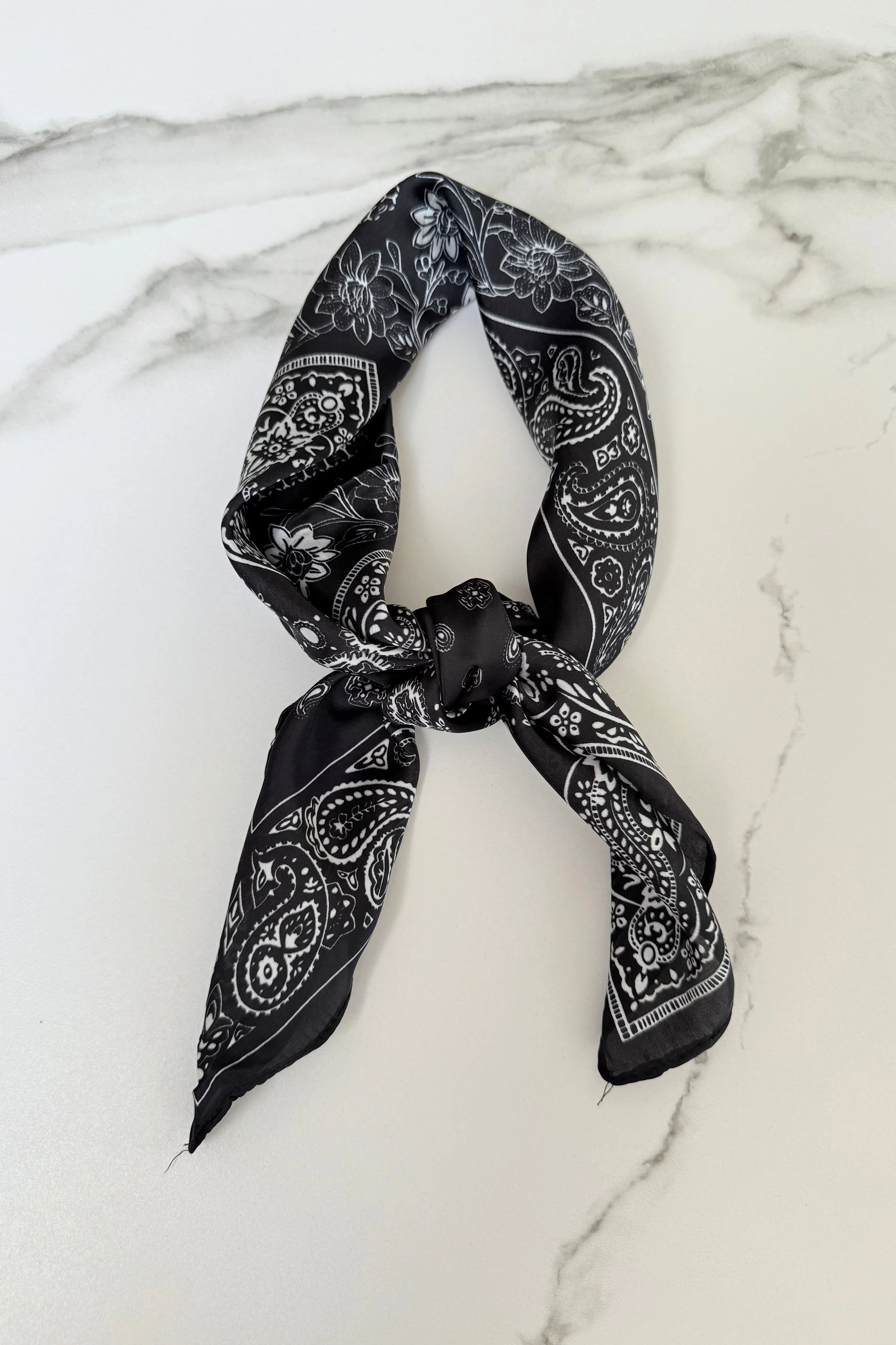 Vilja Scarf -Black/White Paisley sold by Ost London