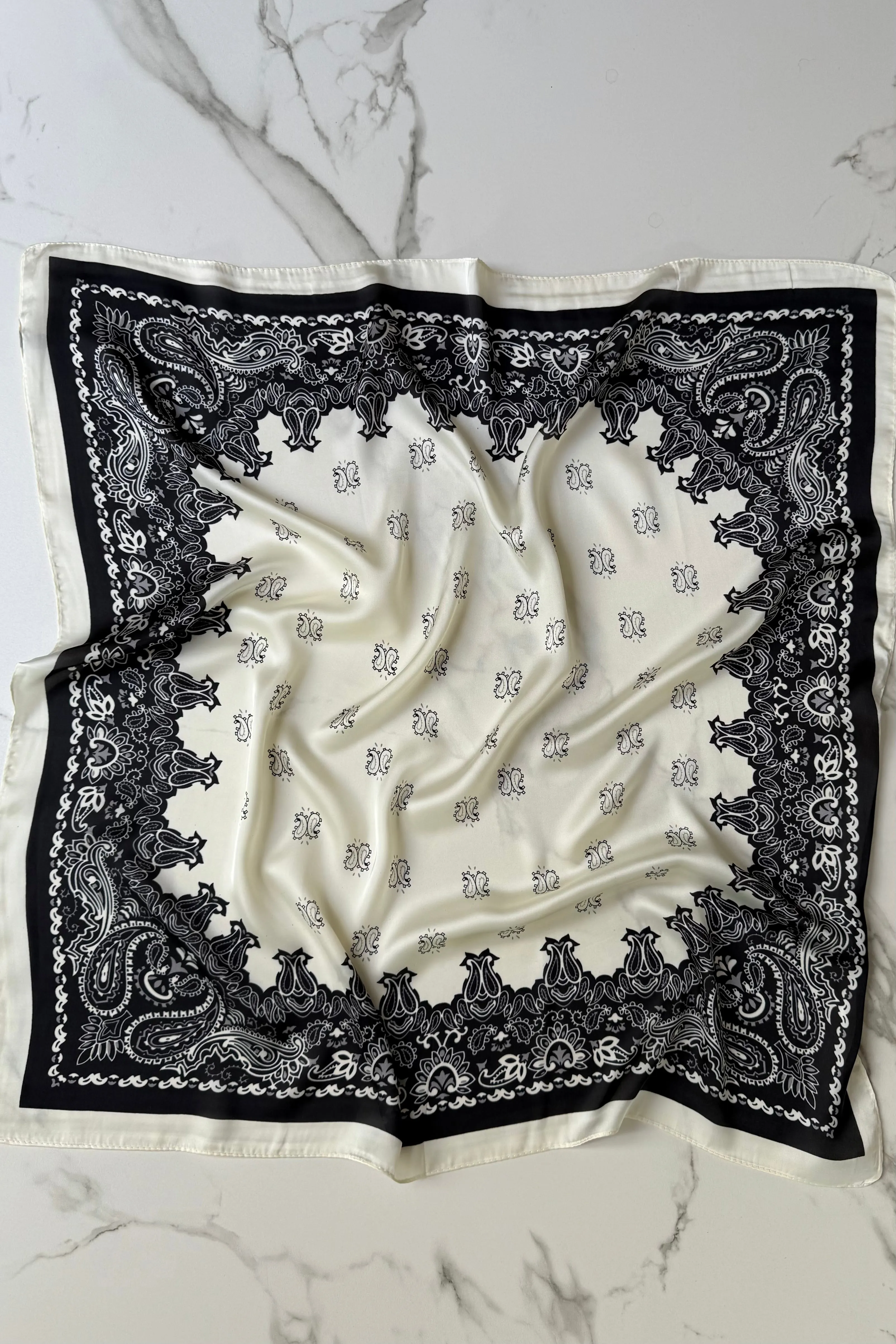 Vilja Scarf -Black/White bandana sold by Ost London product image thumbnail 3
