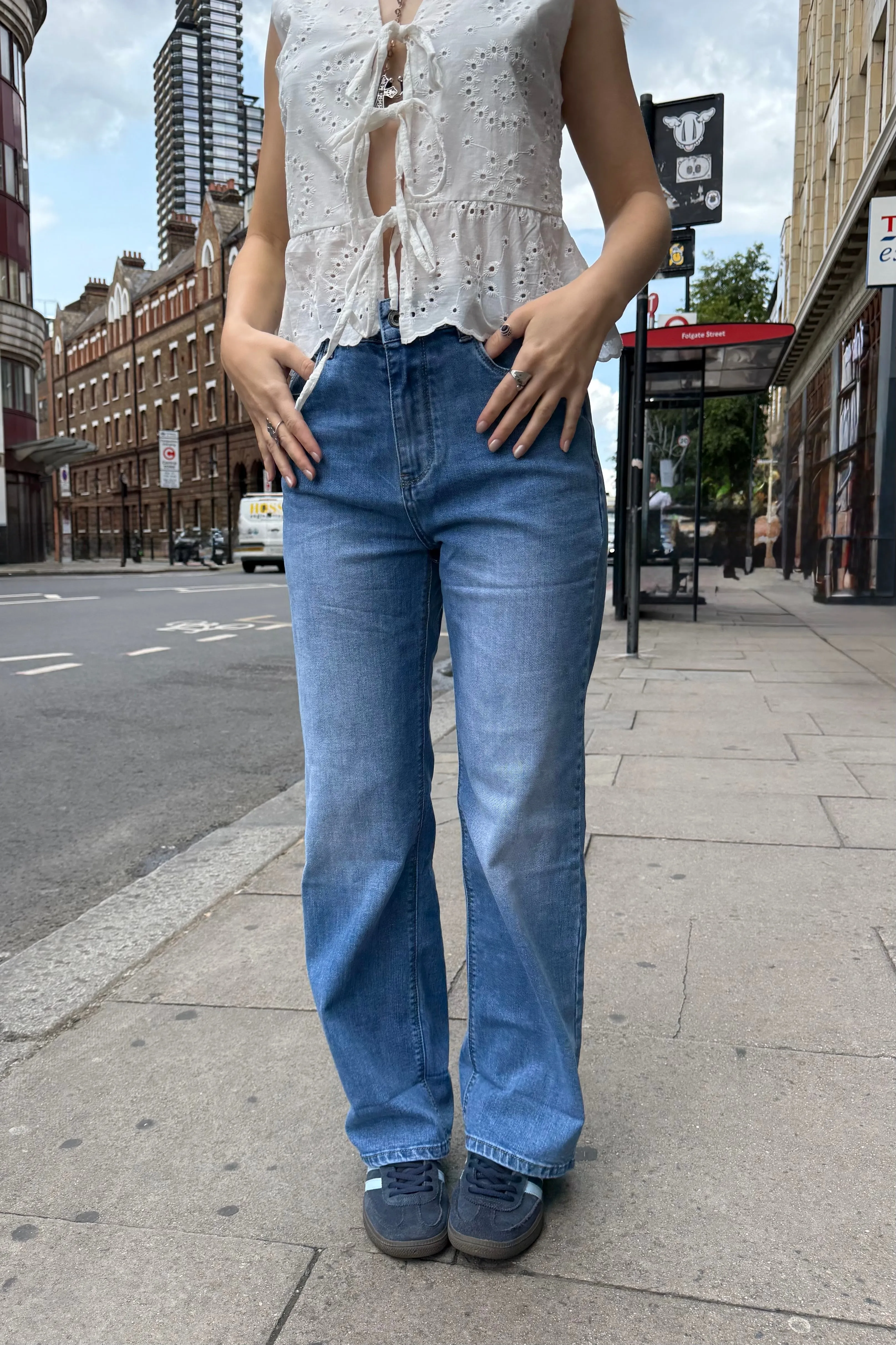 Astrid High Waist Jeans -Mid Blue sold by Ost London product image thumbnail 4