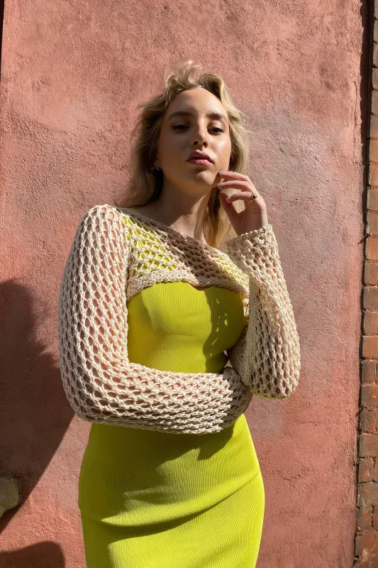 Julie V Neck Dress -Lime made by Ost London