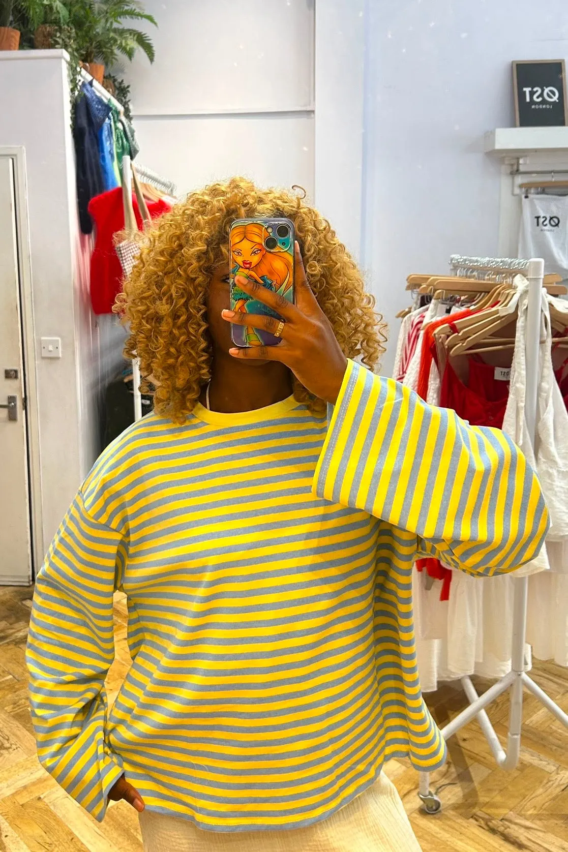 Anna Crewneck -Light Blue/ Yellow sold by Ost London