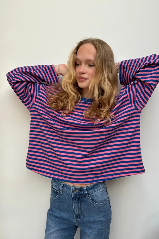 Anna Crewneck -Pink/Royal made by Ost London