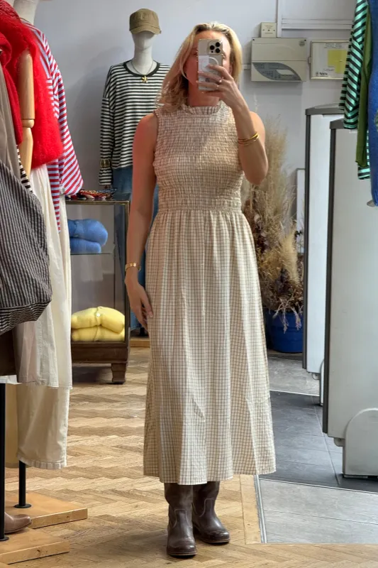 Leonora Smocked Dress -Cream made by Ost London