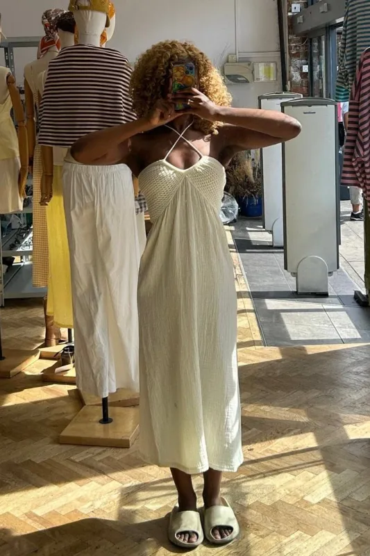 Elenor Dress -Cream made by Ost London