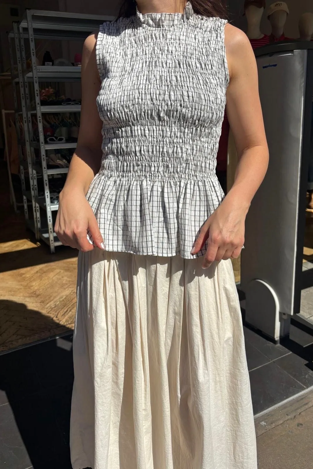 Leonora Smocked Blouse Sleeveless -White sold by Ost London product image thumbnail 2