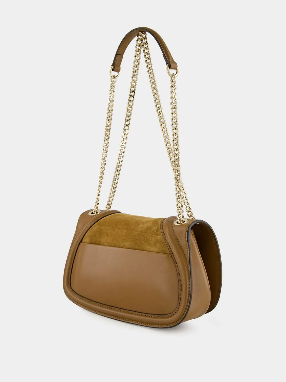 Light Brown Suede Blondie Medium Shoulder Bag sold by Fashion Clinic product image thumbnail 5
