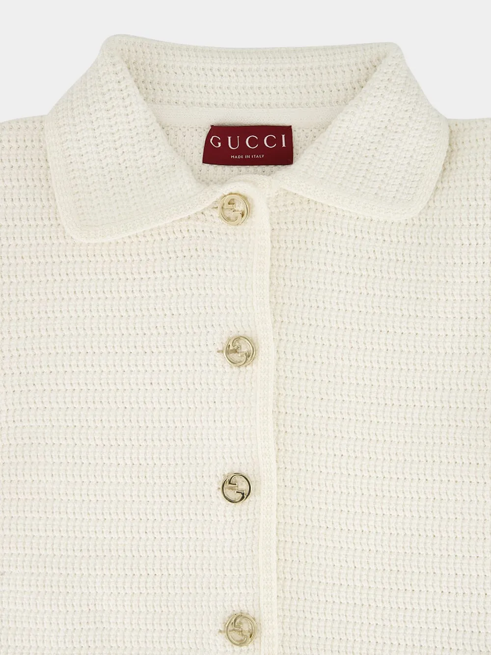White Fine Cotton Cardigan with G Buttons sold by Fashion Clinic product image thumbnail 3