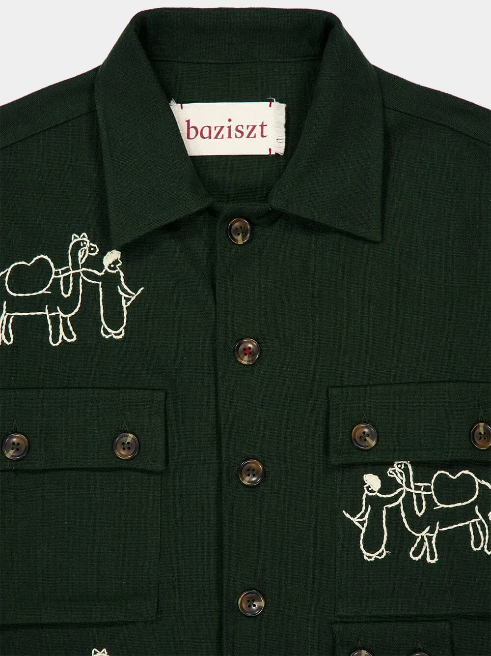 Deep Green Ride Embroidered Cotton Shirt sold by Fashion Clinic product image thumbnail 4