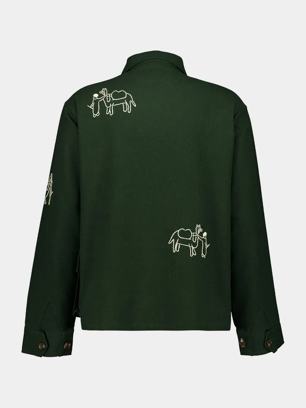 Deep Green Ride Embroidered Cotton Shirt sold by Fashion Clinic product image thumbnail 3