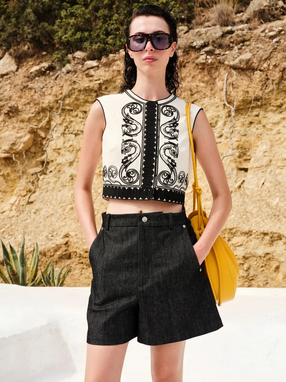 Ivory Kymata Embroidered Cotton Vest sold by Fashion Clinic product image thumbnail 2