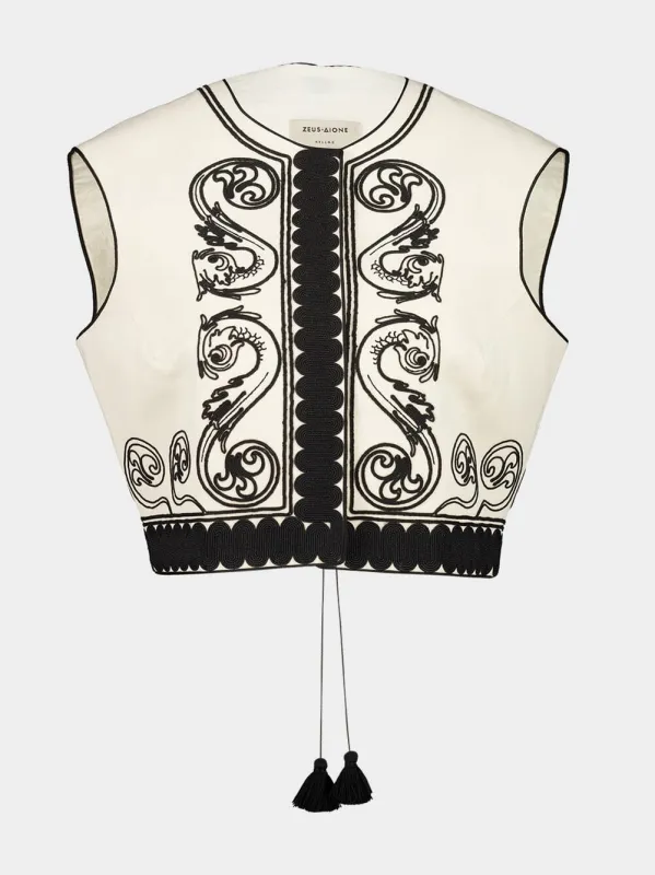 Ivory Kymata Embroidered Cotton Vest sold by Fashion Clinic