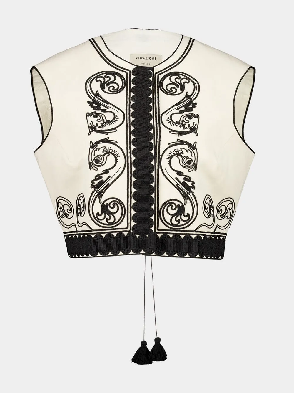 Ivory Kymata Embroidered Cotton Vest sold by Fashion Clinic