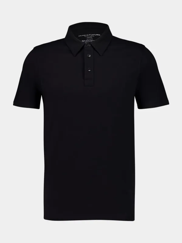 Black Organic Cotton Polo Shirt sold by Fashion Clinic
