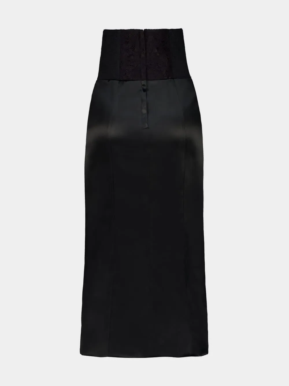 Black Satin Corset-Belt Midi Skirt sold by Fashion Clinic product image thumbnail 4