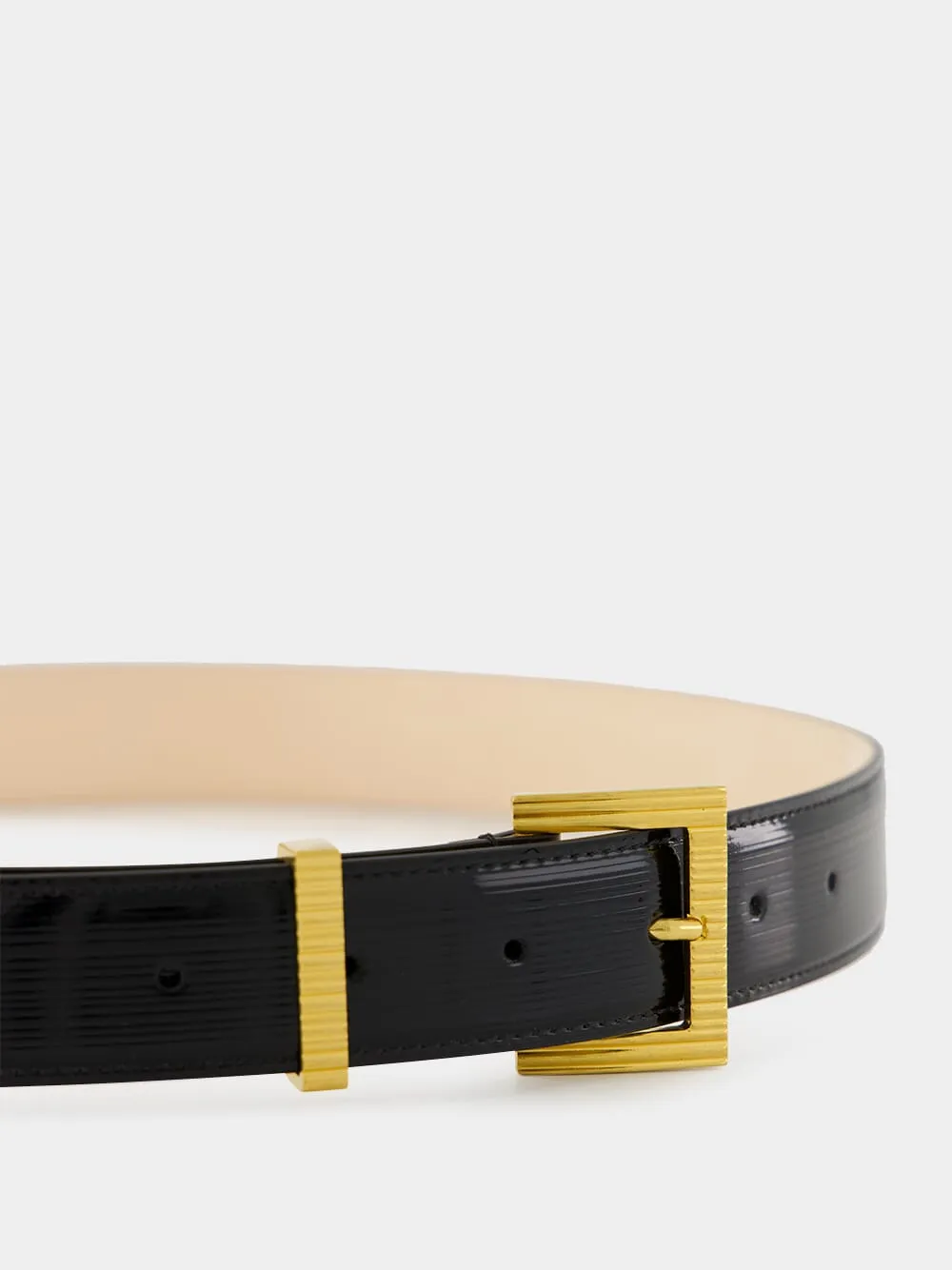 Black Striped Patent Leather Perfume Belt sold by Fashion Clinic product image thumbnail 4