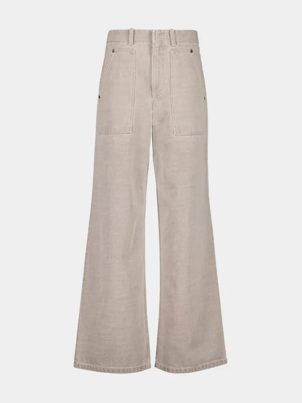 Beige Wide-Leg Roma Jeans sold by Fashion Clinic