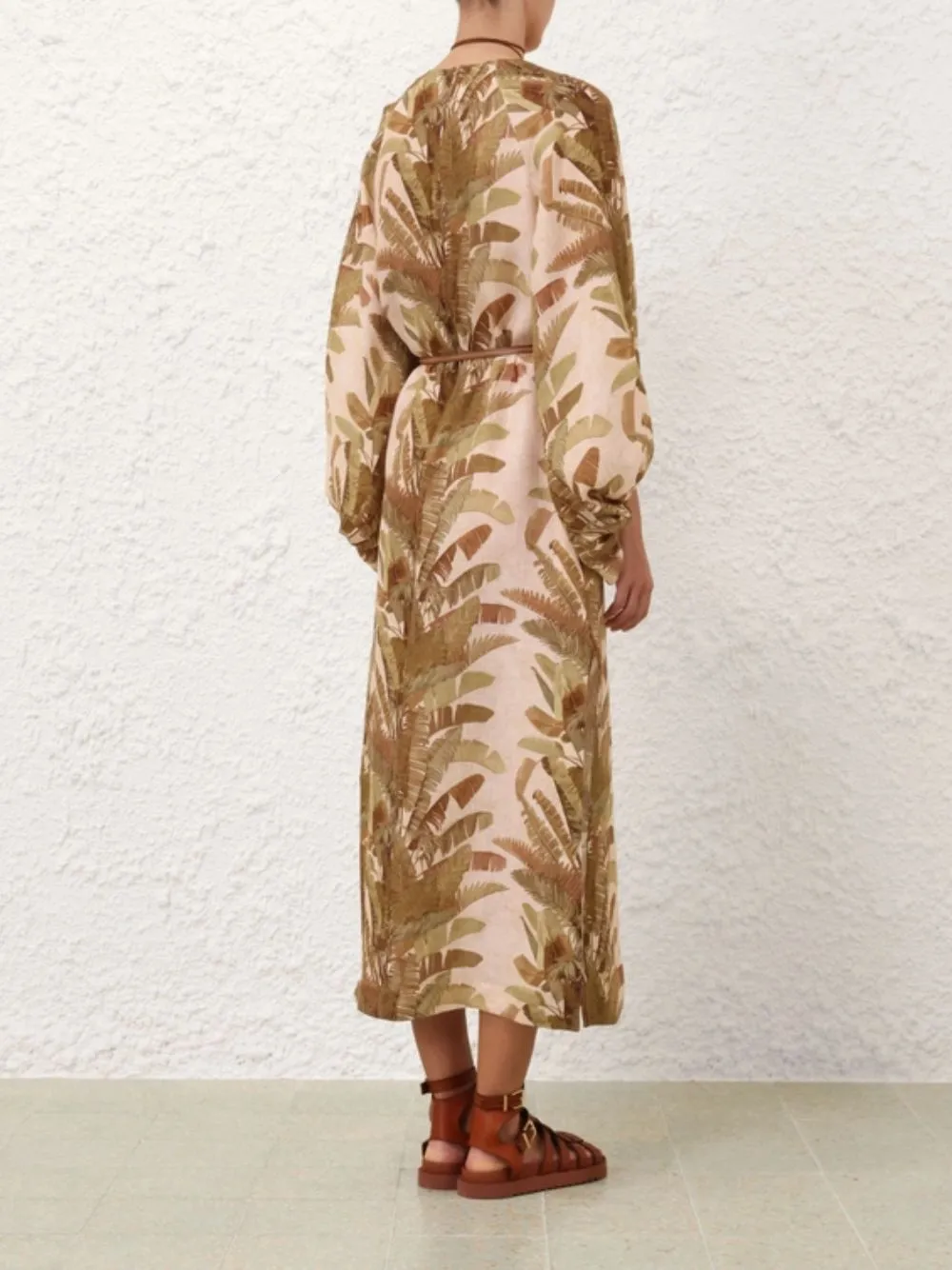 Green Palm Ascension Linen Midi Dress sold by Fashion Clinic product image thumbnail 4