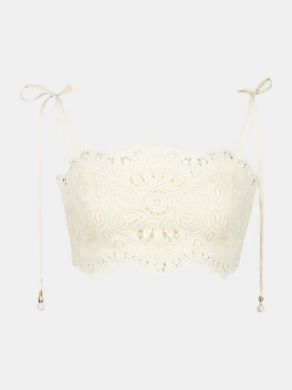 Ivory Rhiannon Embroidered Cropped Bodice made by Zimmermann